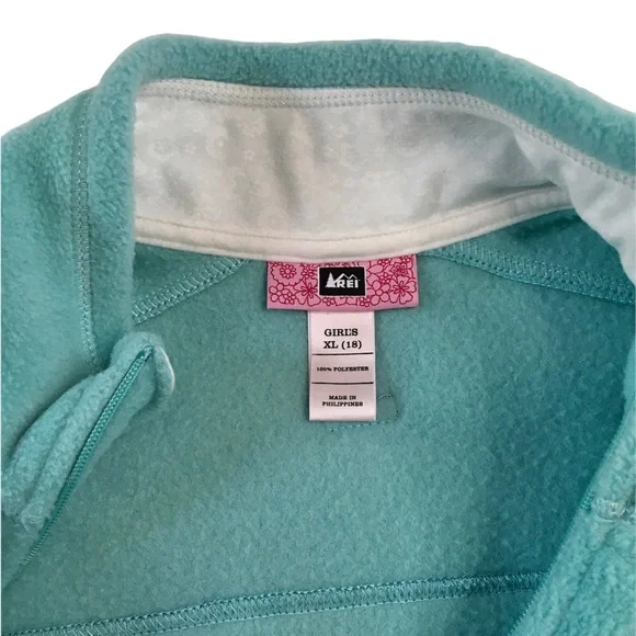 REI Fleece Vest Boulder Ridge Aqua Green Midweight Girls XL (18) - Picture 2 of 6